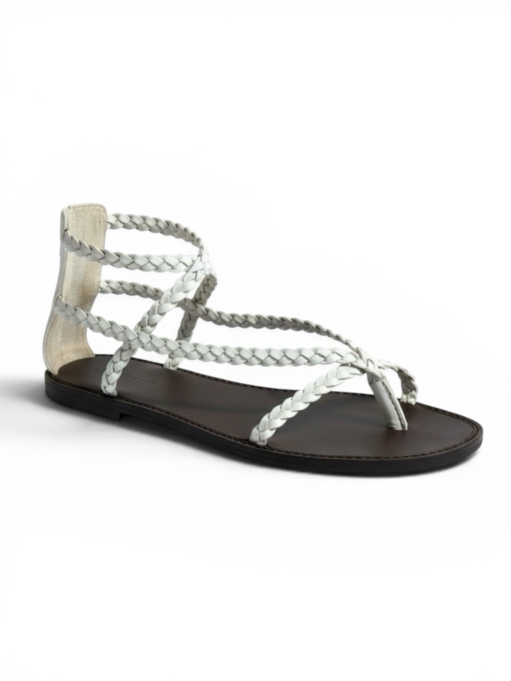 Joie Braided Leather Gladiator Sandals Strappy Flat Shoes White 39.5 (US 8.5-9)